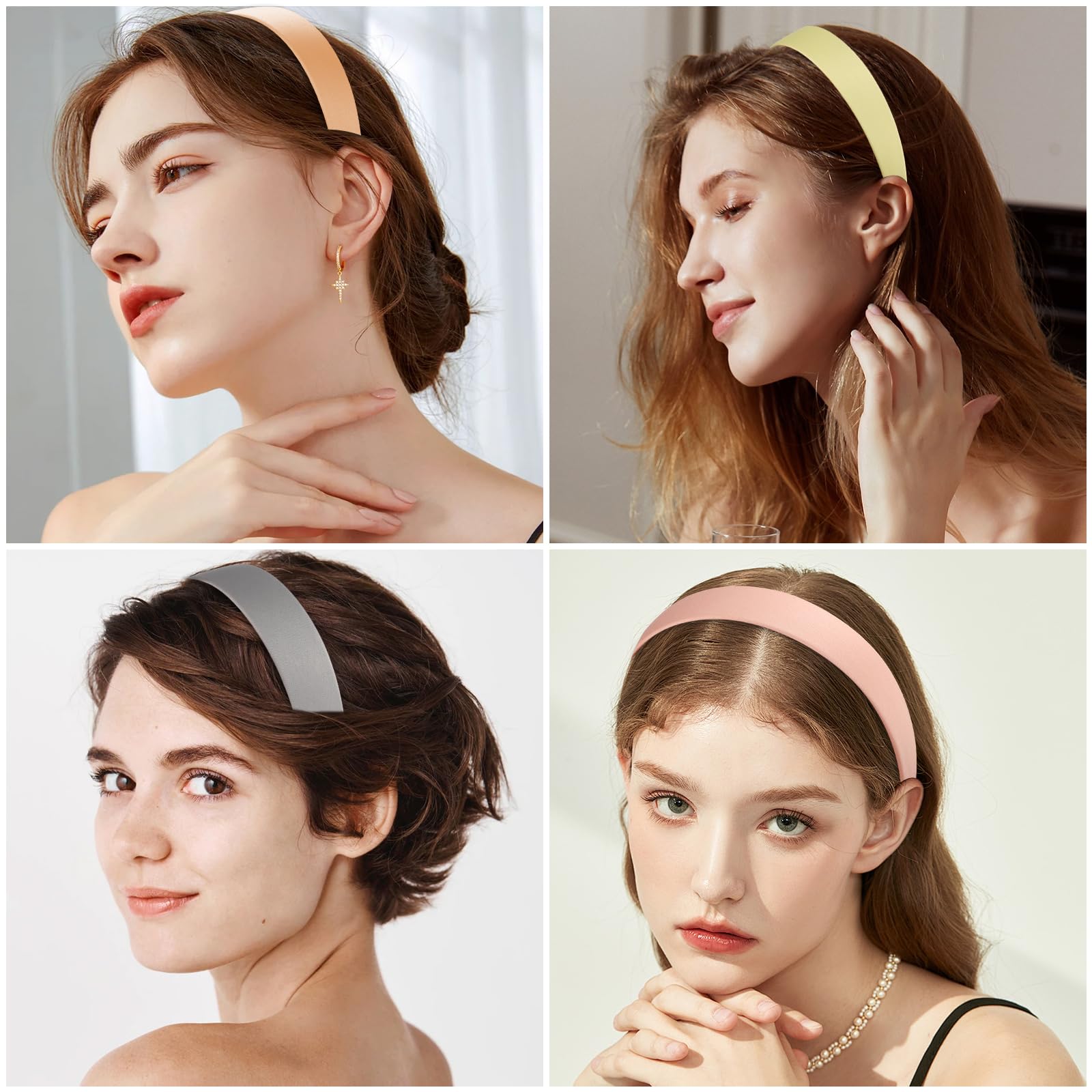 Ensemble coloré Anezus: bandeaux satinés pastel, parfait pour assortir vos tenues.
