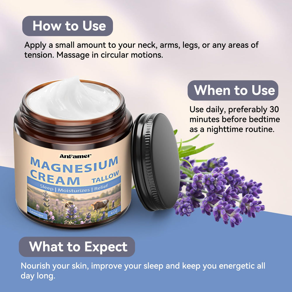 AnFamer Crème magnésium tallow nourrissante pour une hydratation en profondeur.