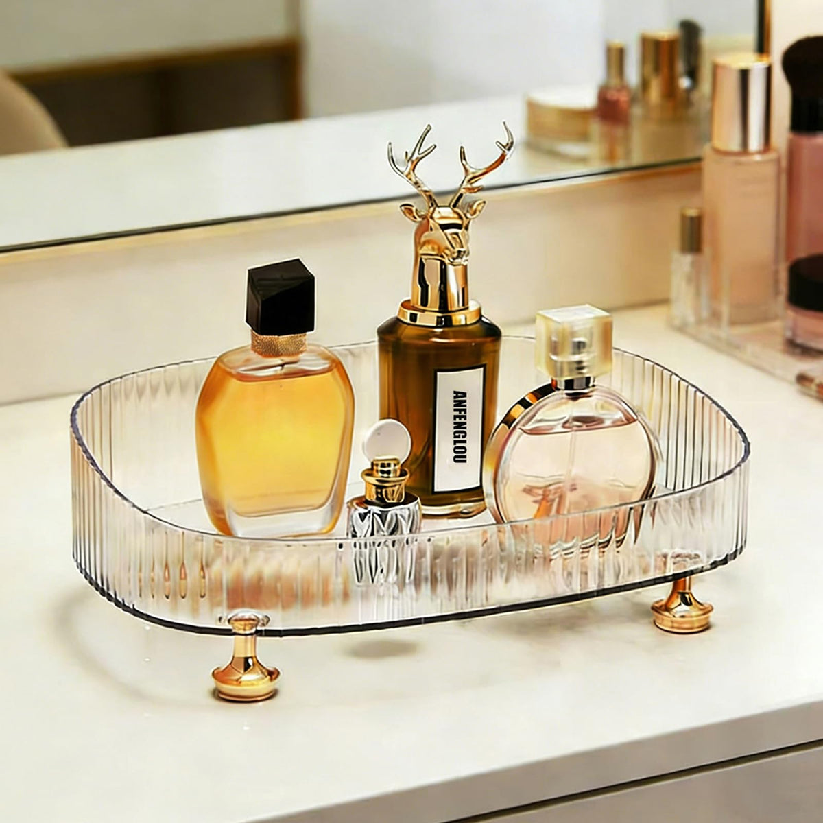 ANFENGLOU Plateau vanité parfums – rangement élégant sur la coiffeuse.