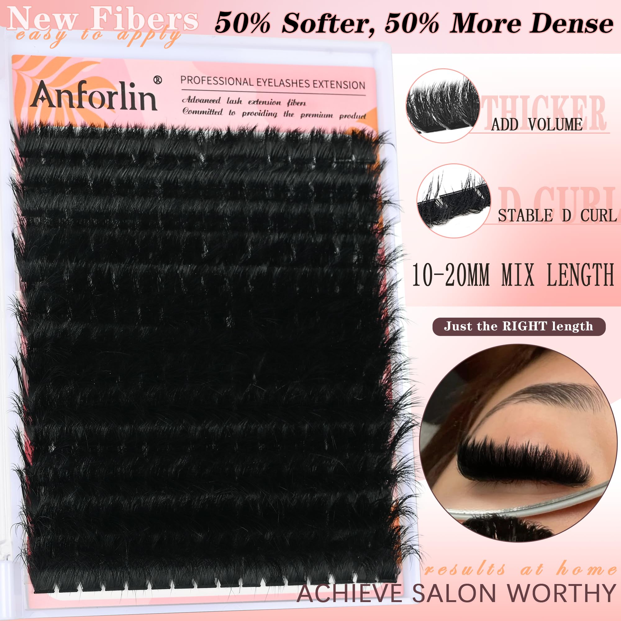 Anforlin clusters cils 10mm, débutants simplifiés pour un regard léger