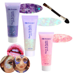 Gamme Angels Beauty Gel paillettes visages et corps avec éclat pour spectacles