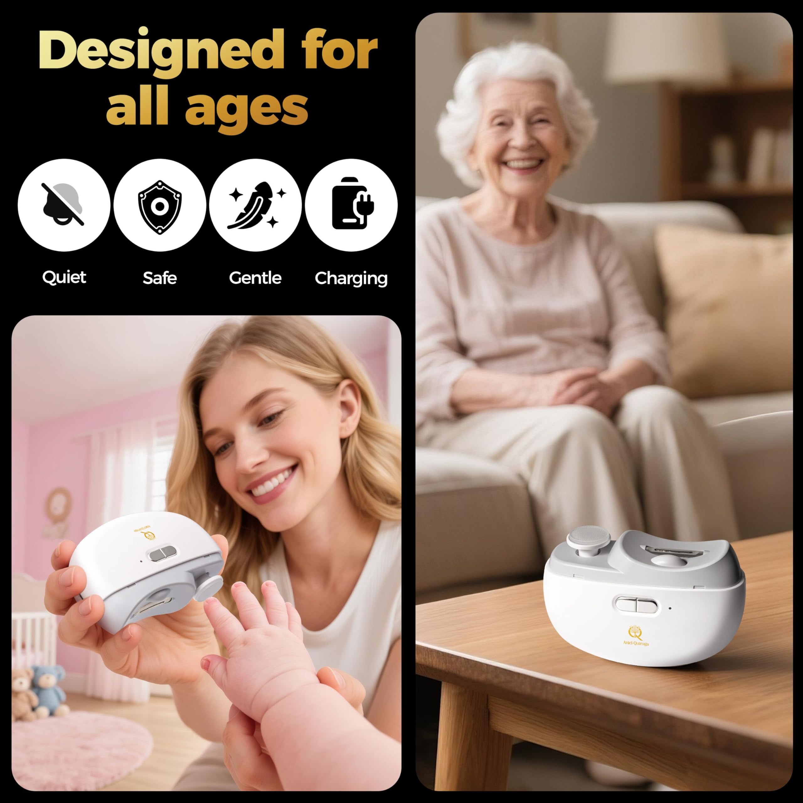 ANIEL-QUIROGA coupe-ongles électrique adaptée aux seniors pour une coupe précise.