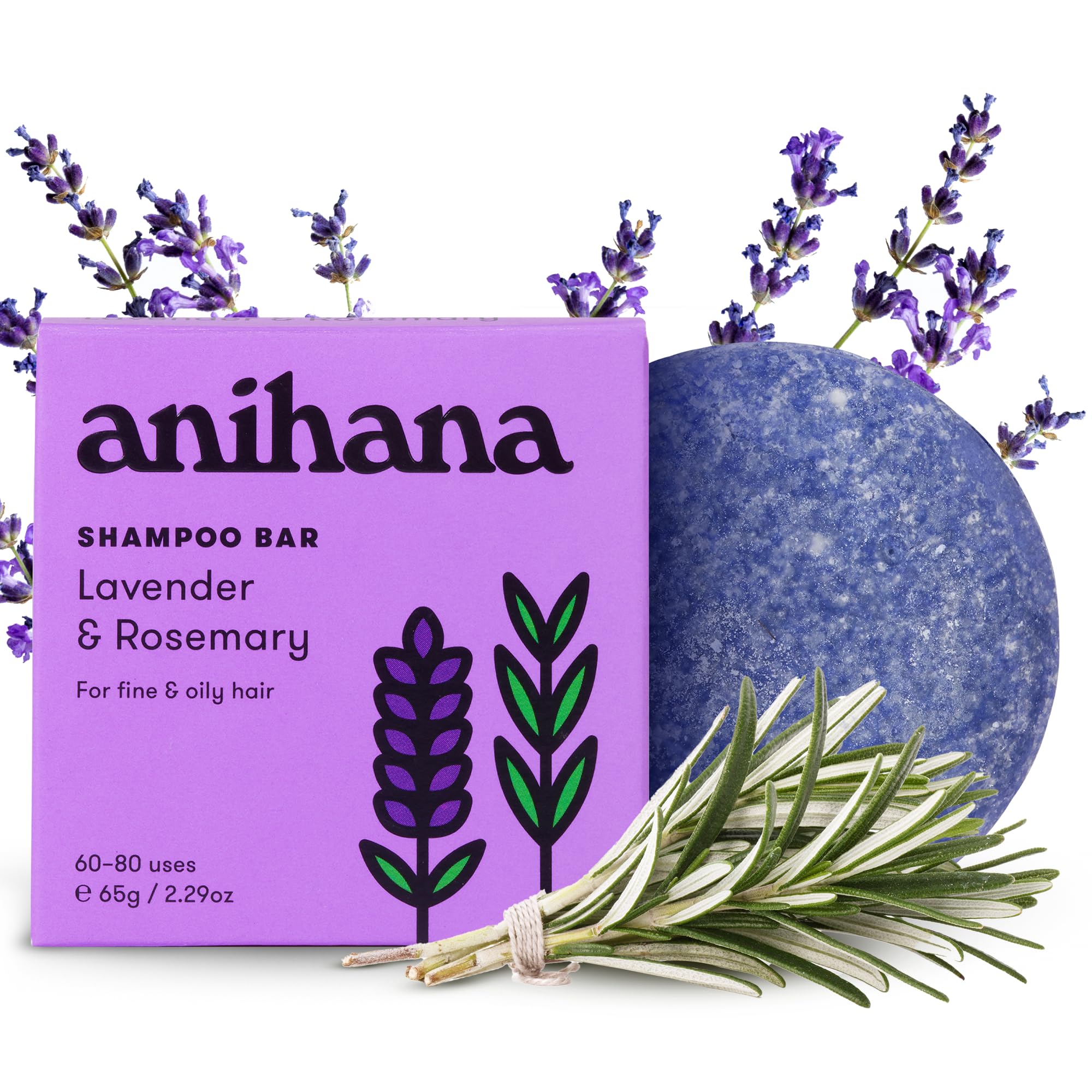 ANIHANA barre-shampoing-cheveux-fin-lavande-romarin: offre volume et fraîcheur durable