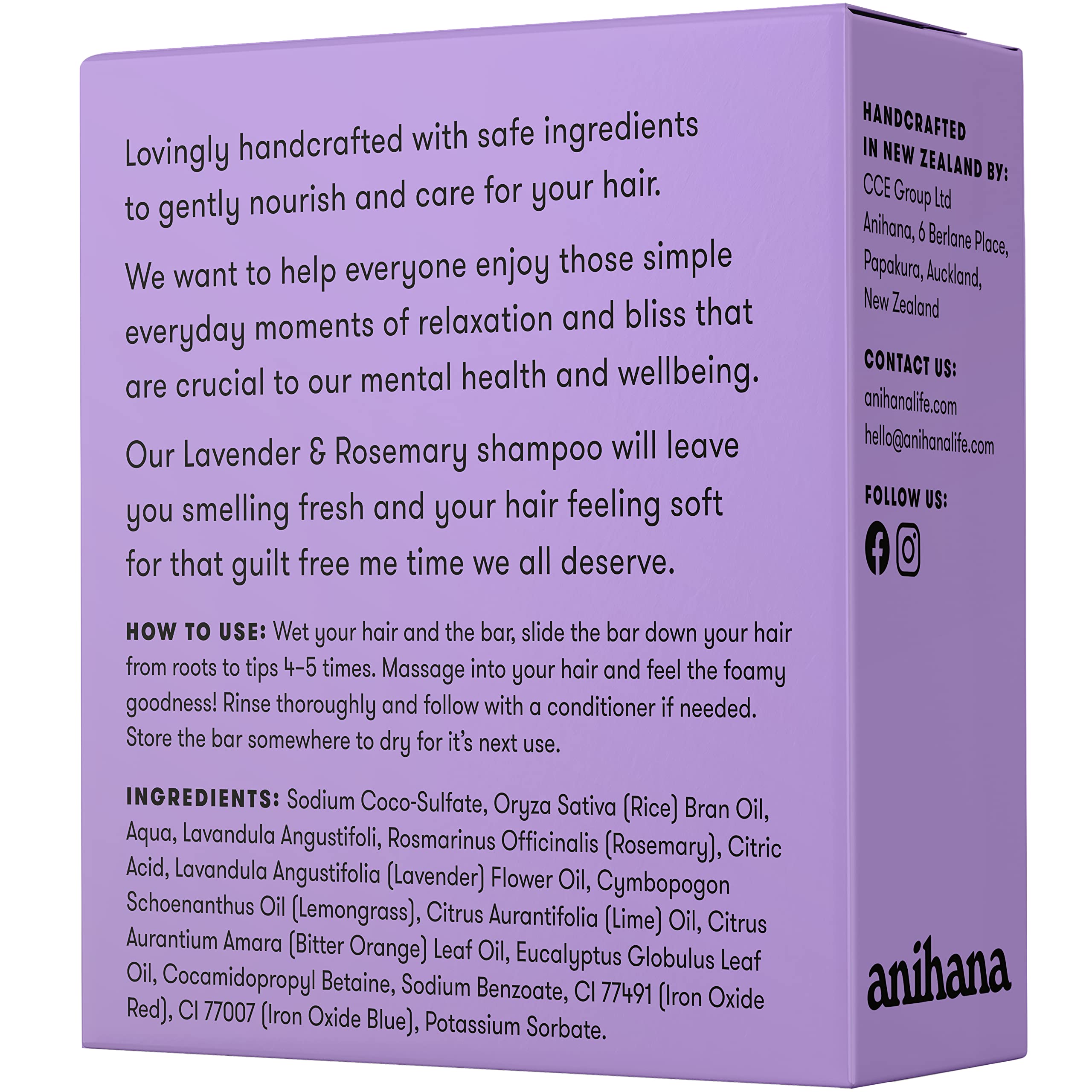 ANIHANA barre-shampoing-sans-sulfates-sans-paraben: sans sulfates et sans parabènes pour une routine légère