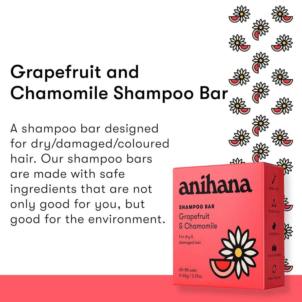 ANIHANA Shampoing Barre pamplemousse camomille, texture légère et nettoyage en douceur