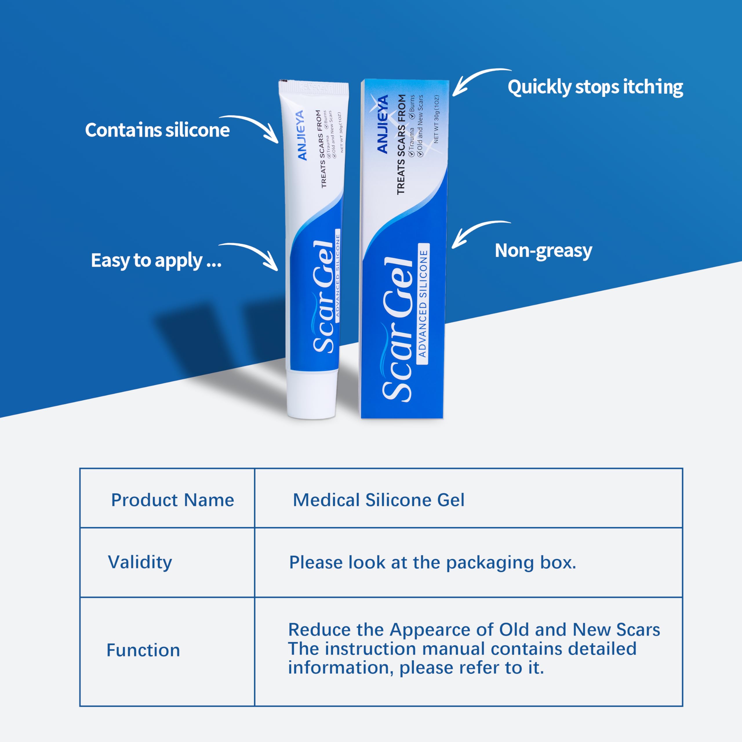 ANJIEYA Gel Silicone – vergetures, peut aider à atténuer l’apparence