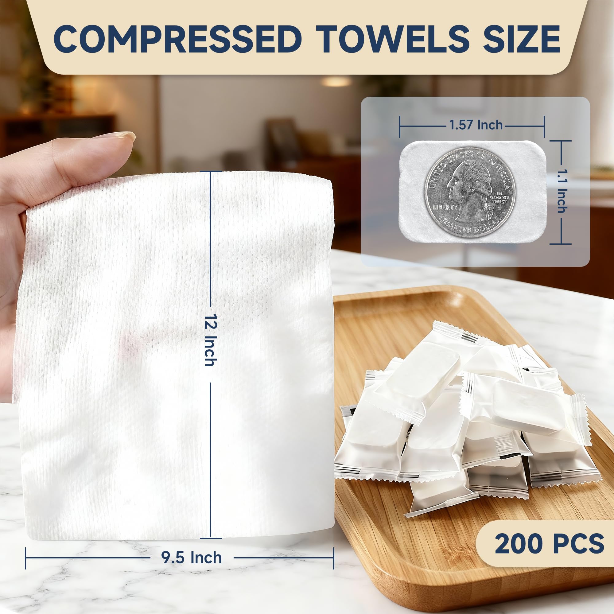 ANKEXIN paquet de 200 serviettes comprimées, compact et pratique pour le voyage.