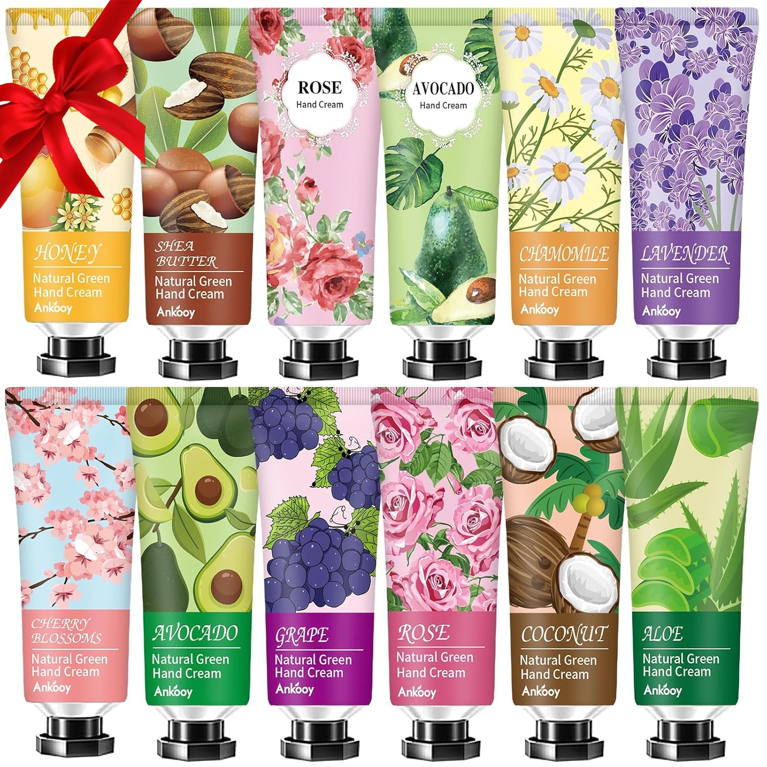 Ankoo-y ensemble de crèmes mains 12-pack: coffret pratique et hydratant.