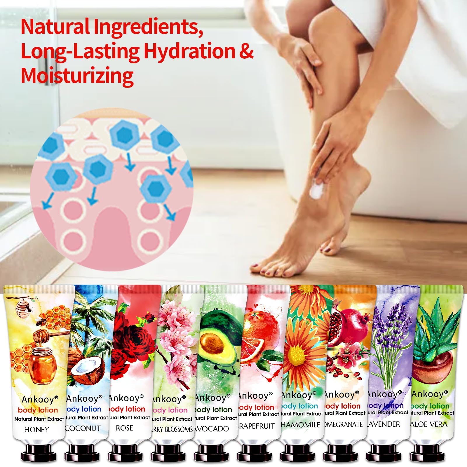 Lotion ANKOOY avocat, parfum frais et absorption rapide.