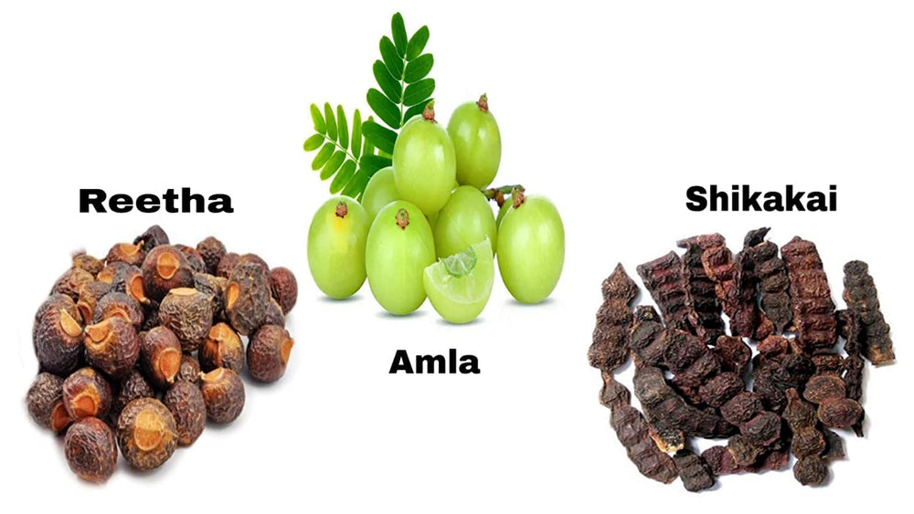 AnNafi Amla Reetha Shikakai gousses préparation poudre : base pour shampoing