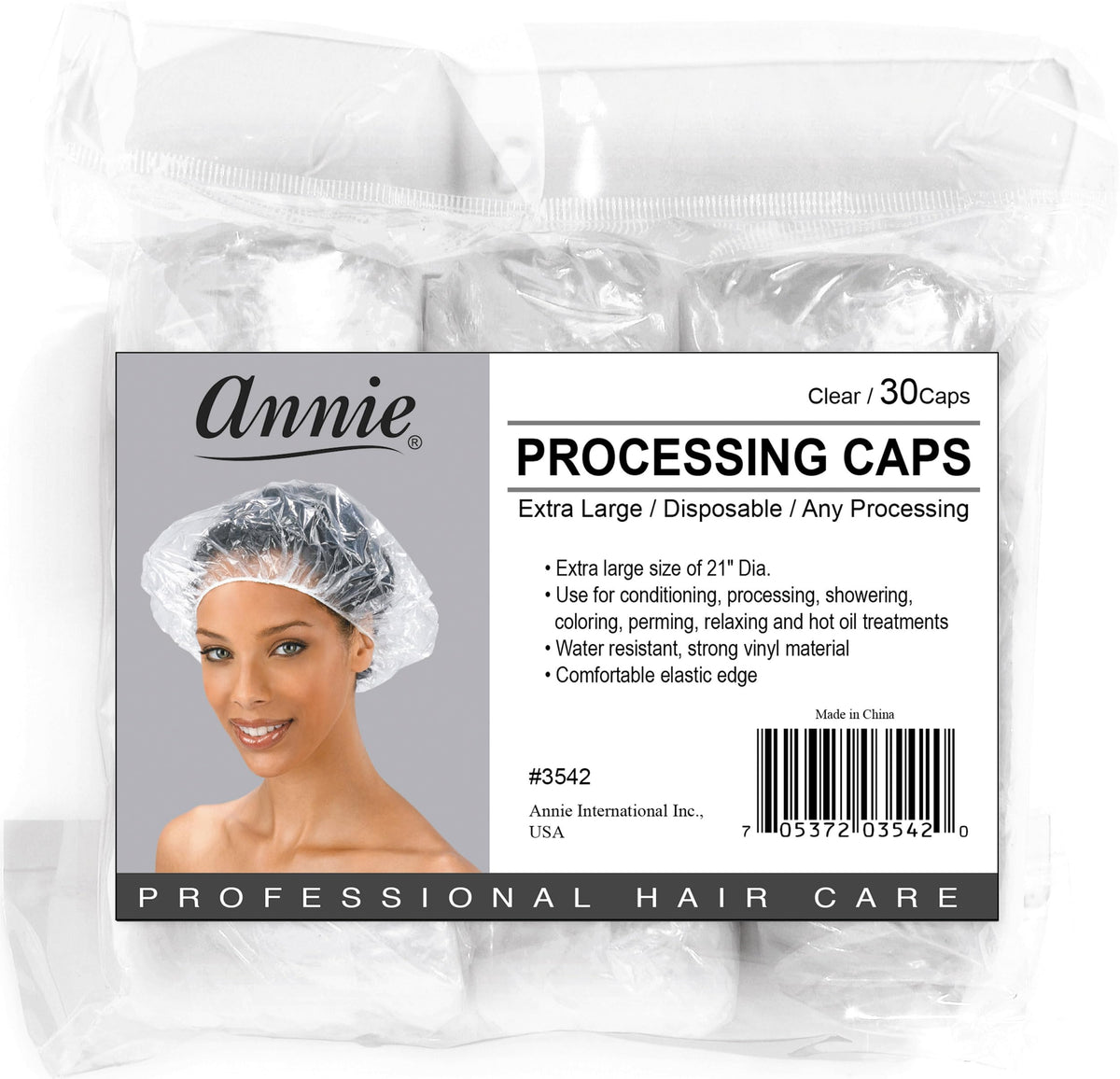 Annie cap-traitement-extralarge-clair protège les cheveux pendant les traitements.