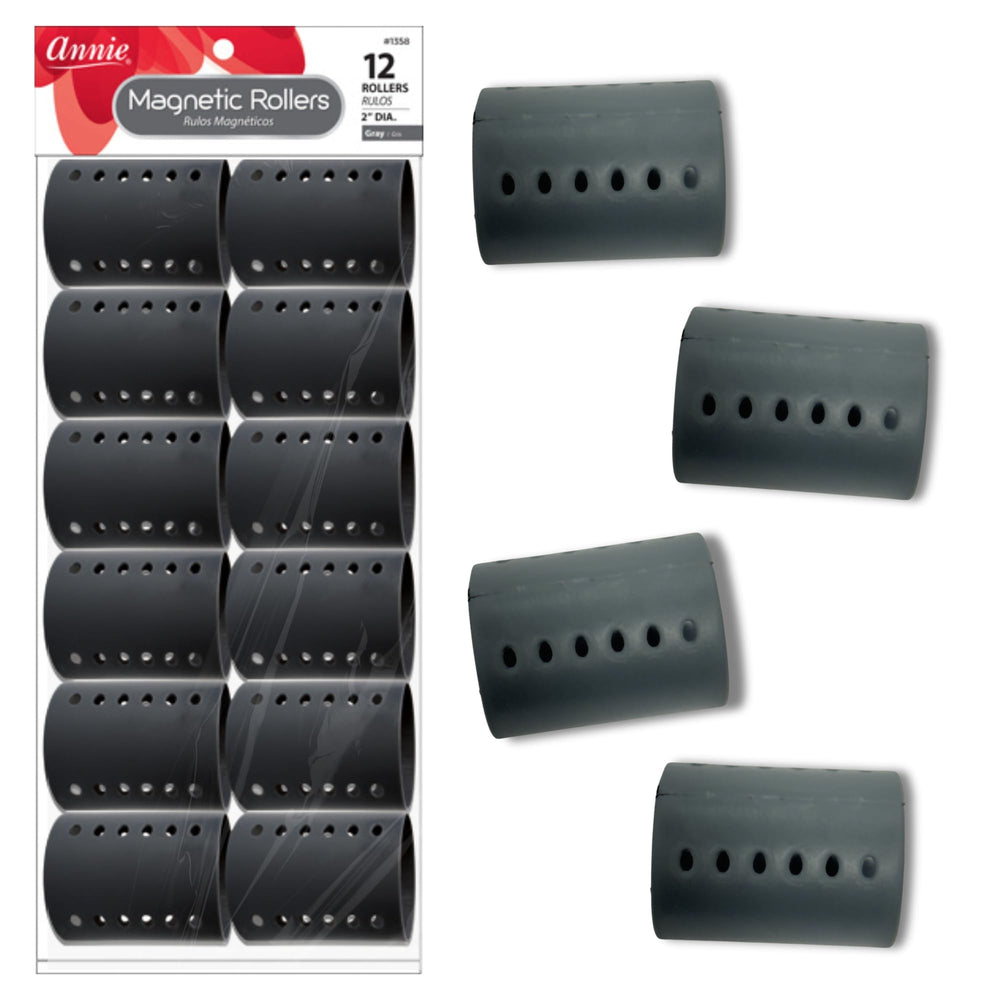 Annie Rouleaux Magnétiques 2” – rouleaux gris confortables pour coiffage agréable.