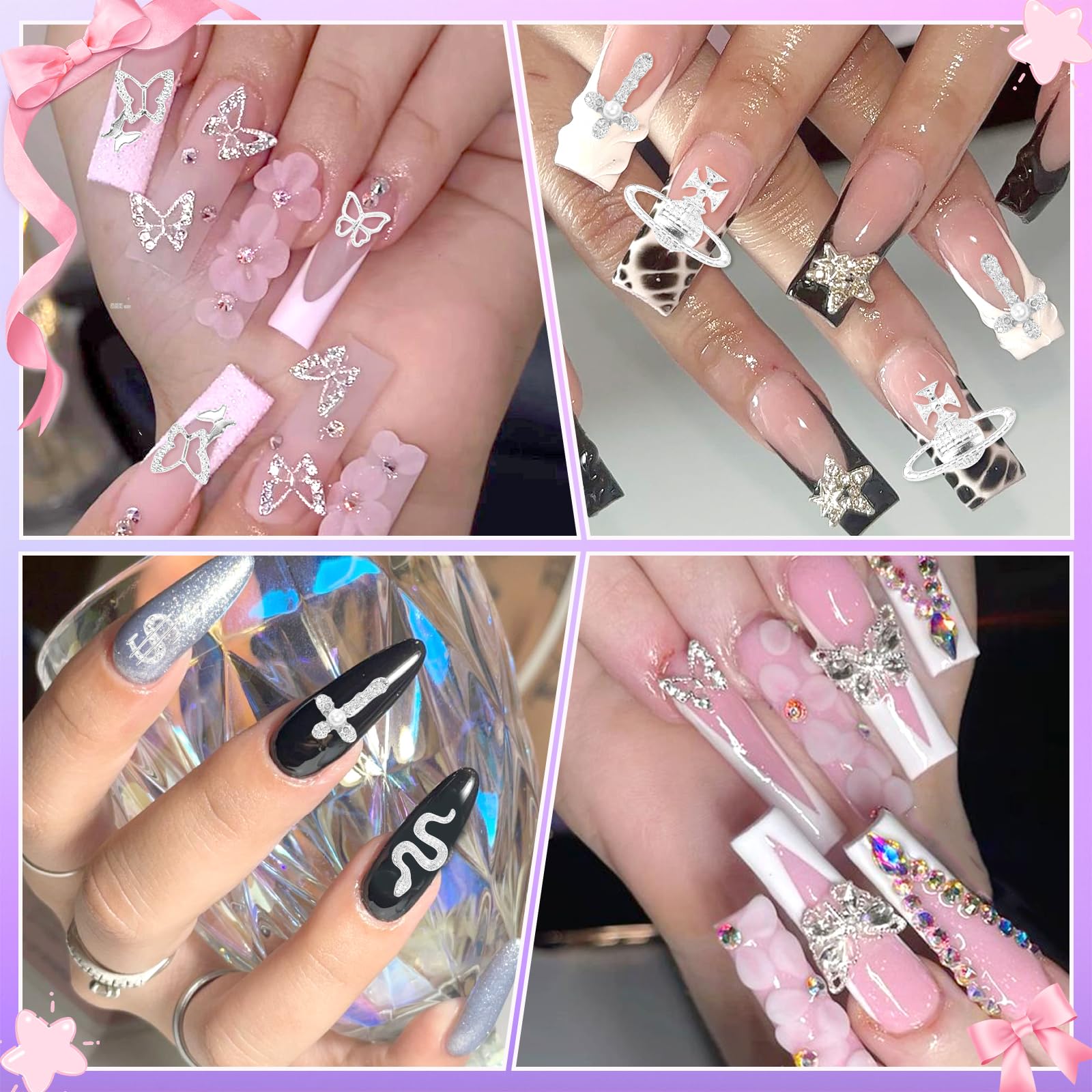 AnoleAir petites breloques argent, nombreux styles pour ongles.