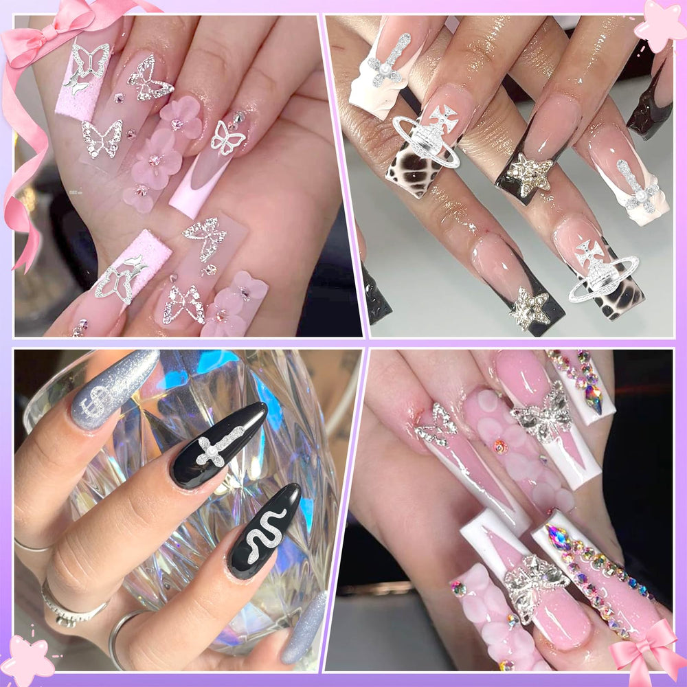 AnoleAir petites breloques argent, nombreux styles pour ongles.