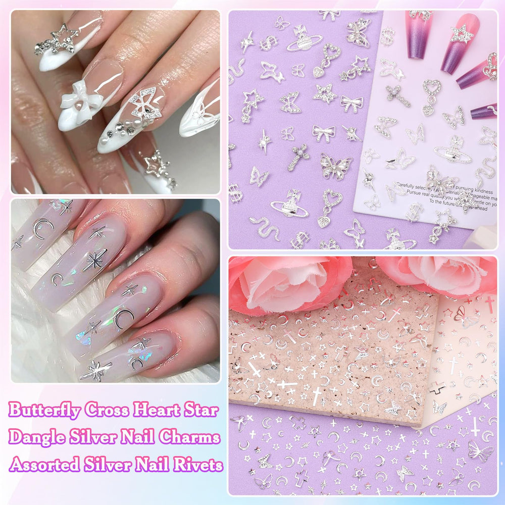 AnoleAir charmes croix et étoiles, brillance sur les ongles.