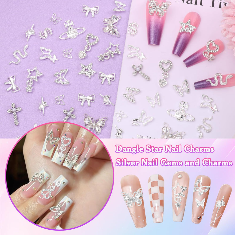 AnoleAir rivets argent pour ongles, style durable et brillant.