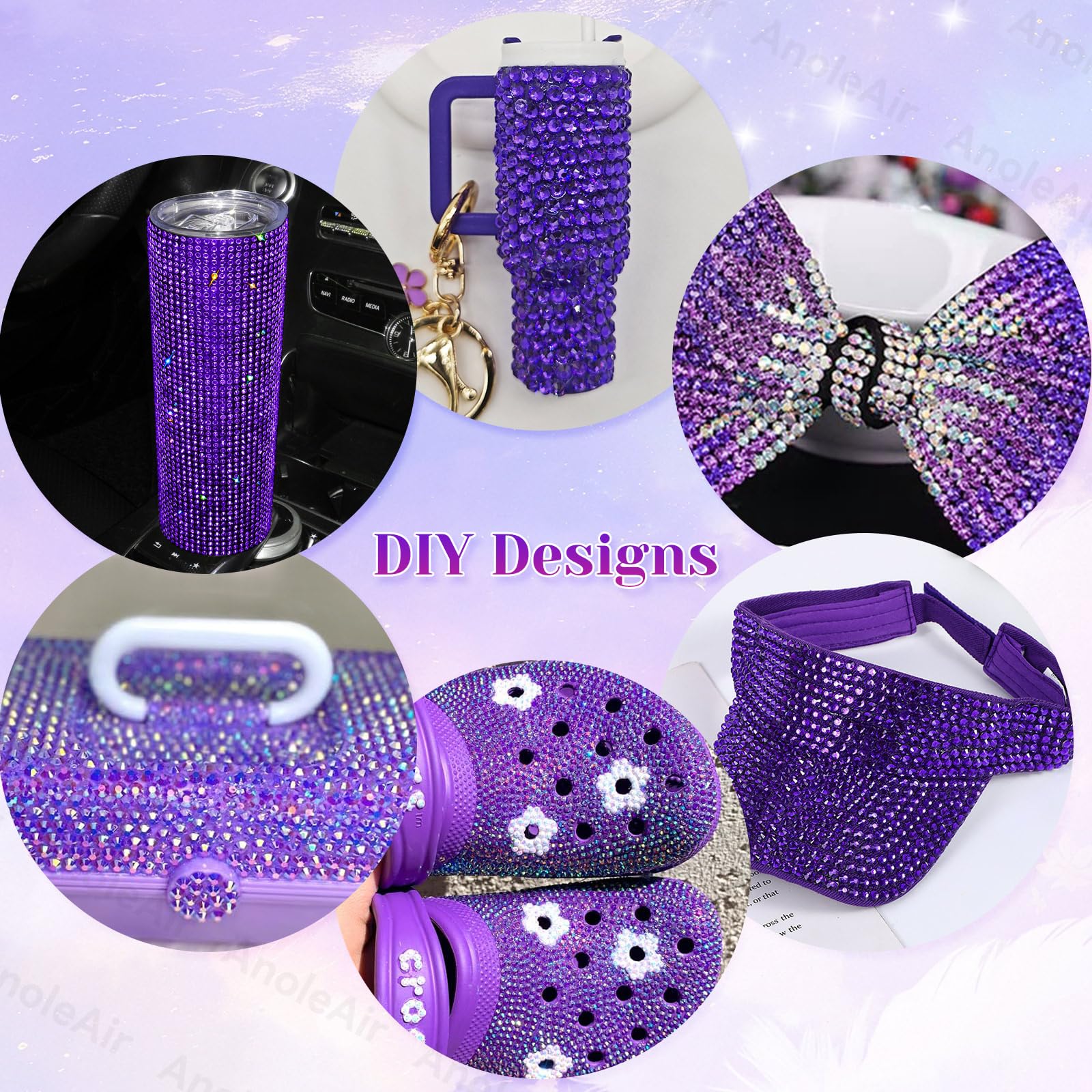 AnoleAir kit strass lilas ensemble avec outils pratiques