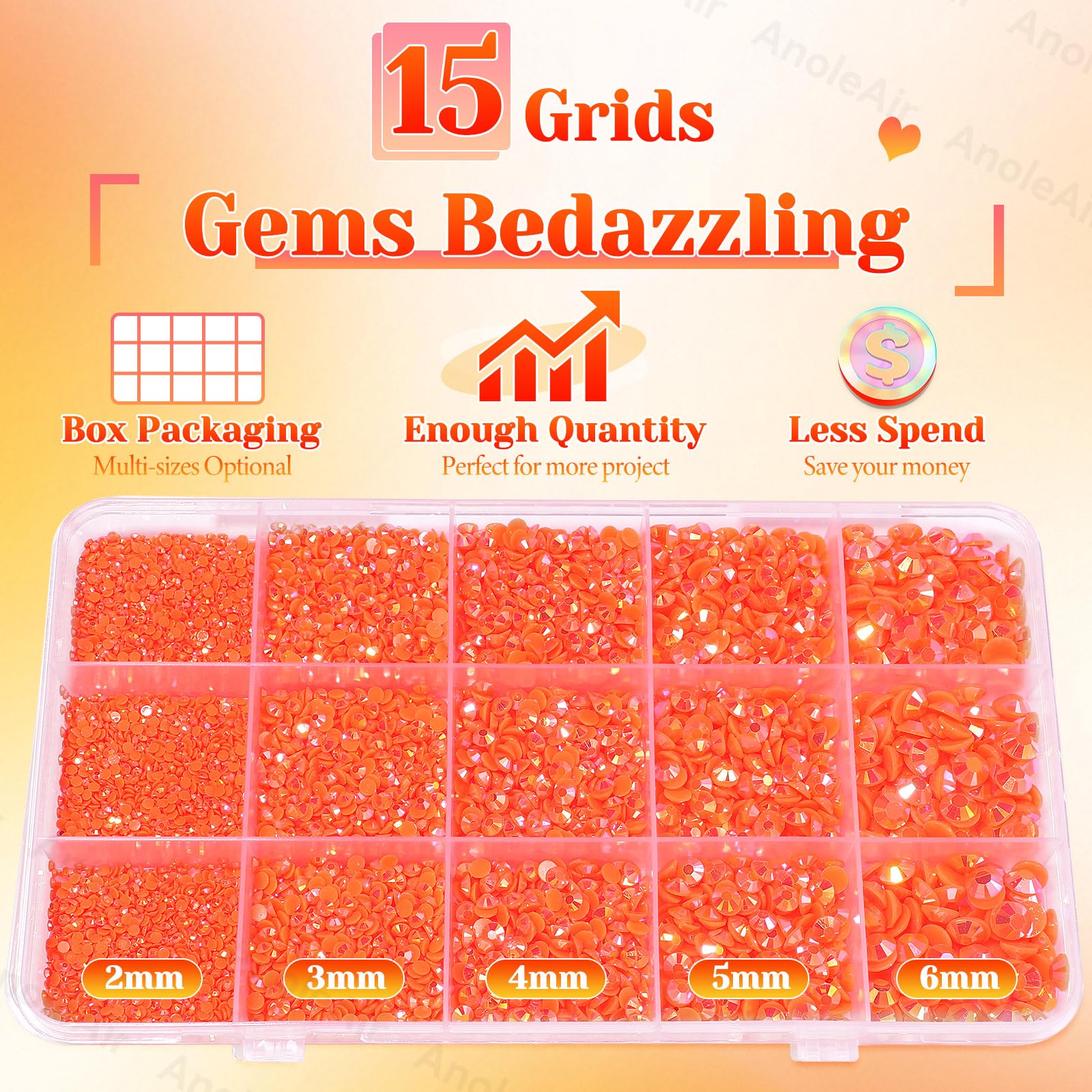 AnoleAir paillettes orange 4mm pour décor large sur tumblers.