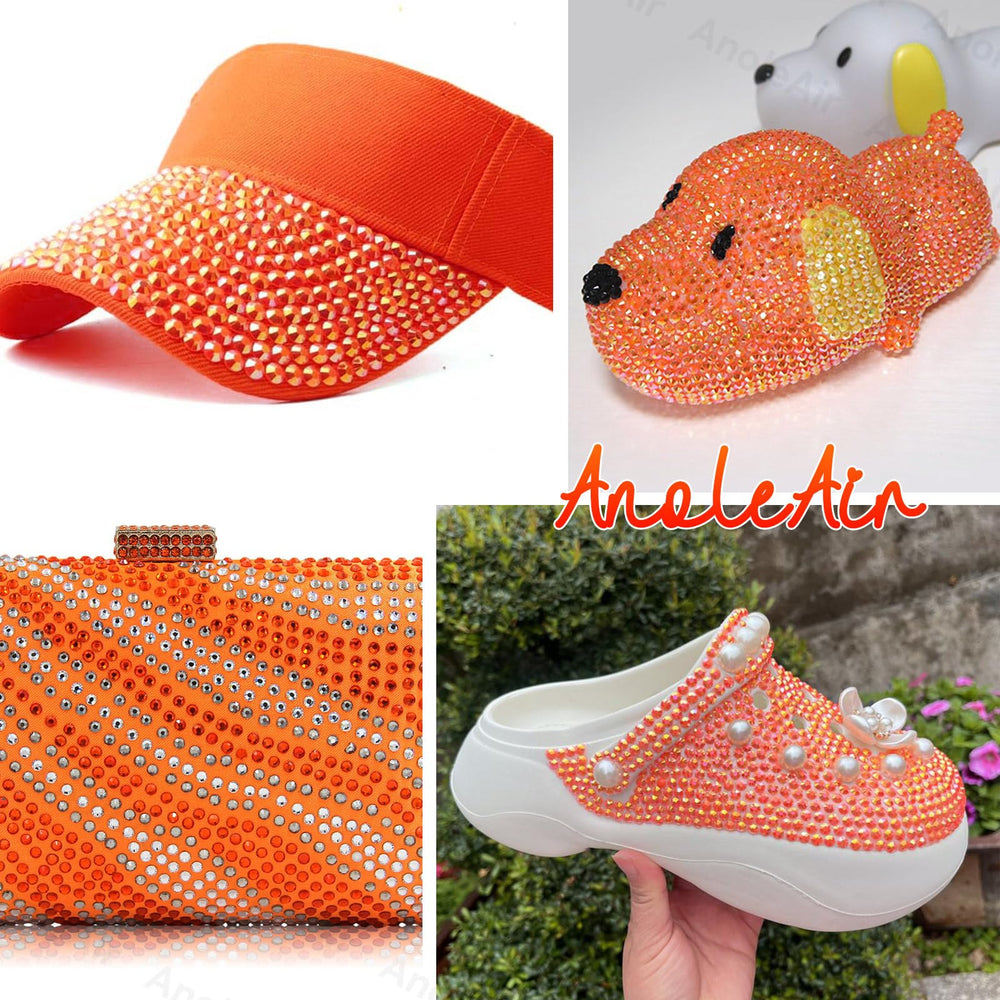 AnoleAir rhinestones orange prêt à l’emploi pour projets DIY variés.