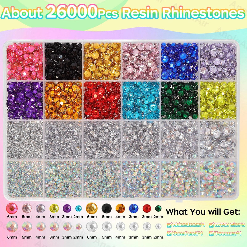 AnoleAir rhinestones résine à dos plat 4mm idéale sur mugs et coques