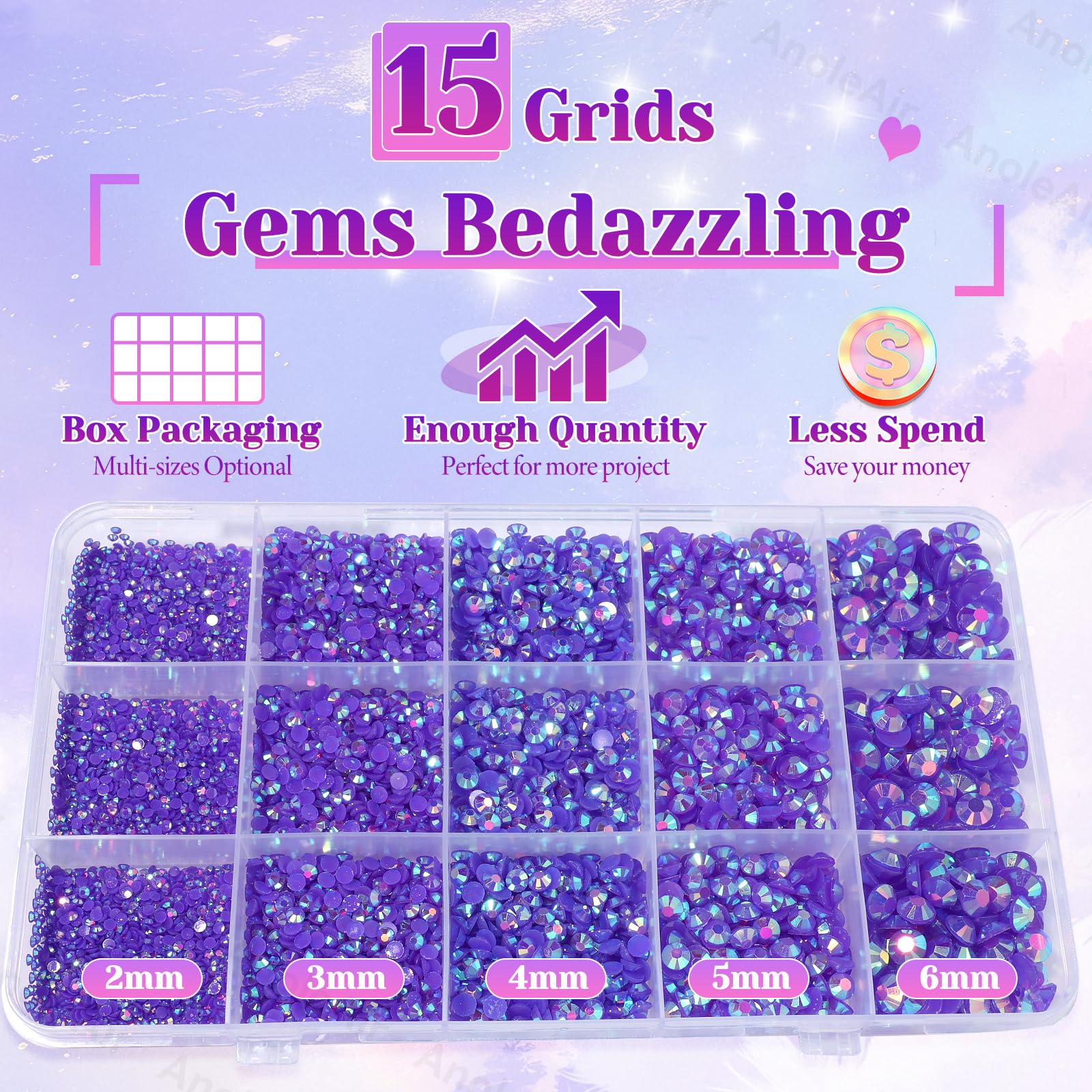 AnoleAir strass lilas 4mm pour gobelets et vêtements brillants