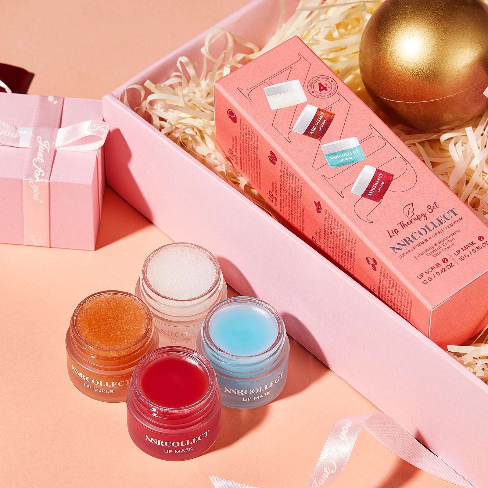 ANRCOLLECT Emballage Luxe – présentation soignée pour un rituel lèvres à domicile.