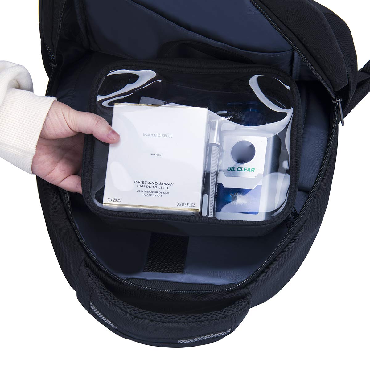 AnRui Trousse de Toilette TSA Approuvée avec Poignée — Lot de 3, Noir, 8,3 x 3 x 6 po