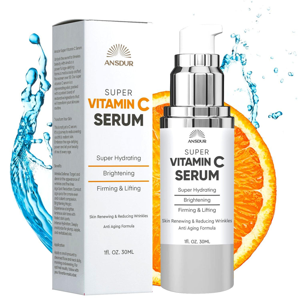 ANSDUR Sérum vitamine C, bouteille visage, pour luminosité et hydratation