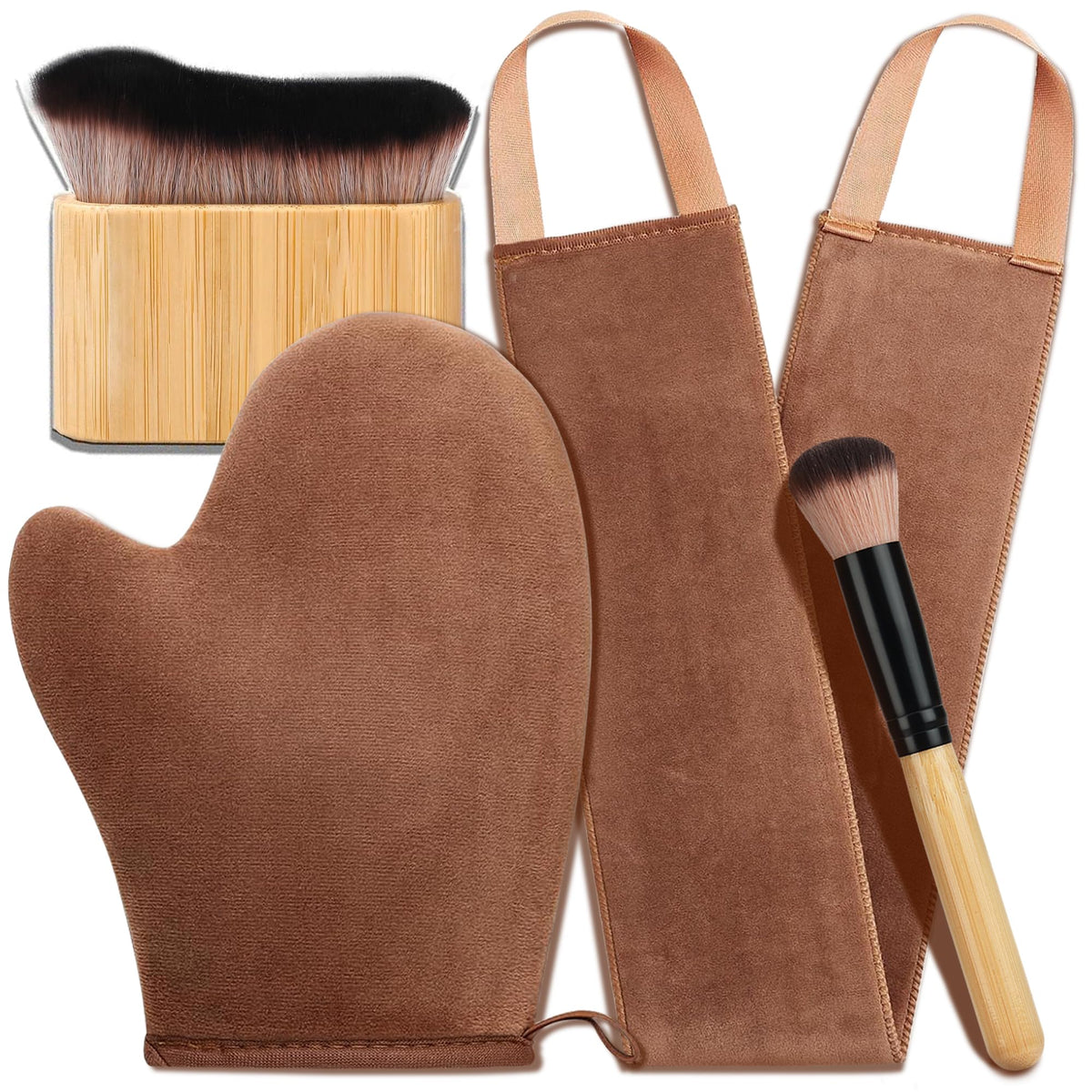 ANSPHIE gant bronzant 4 en 1, application homogène pour un teint uniforme.