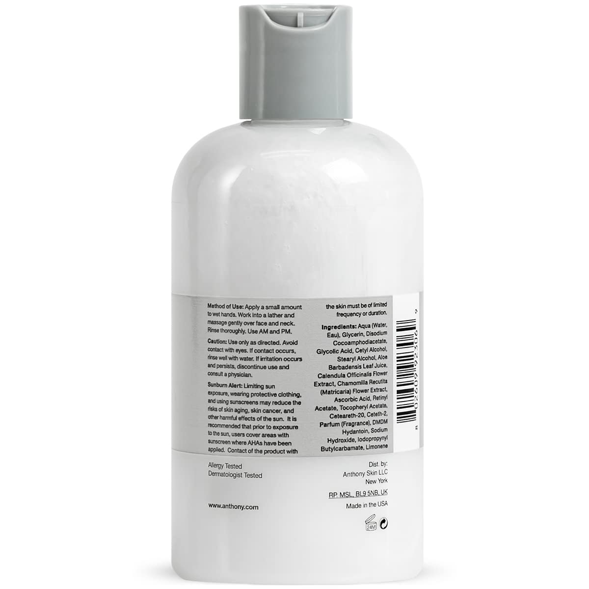 Anthony acide glycolique – nettoyant pré-rasage soulève les poils pour un rasage précis.