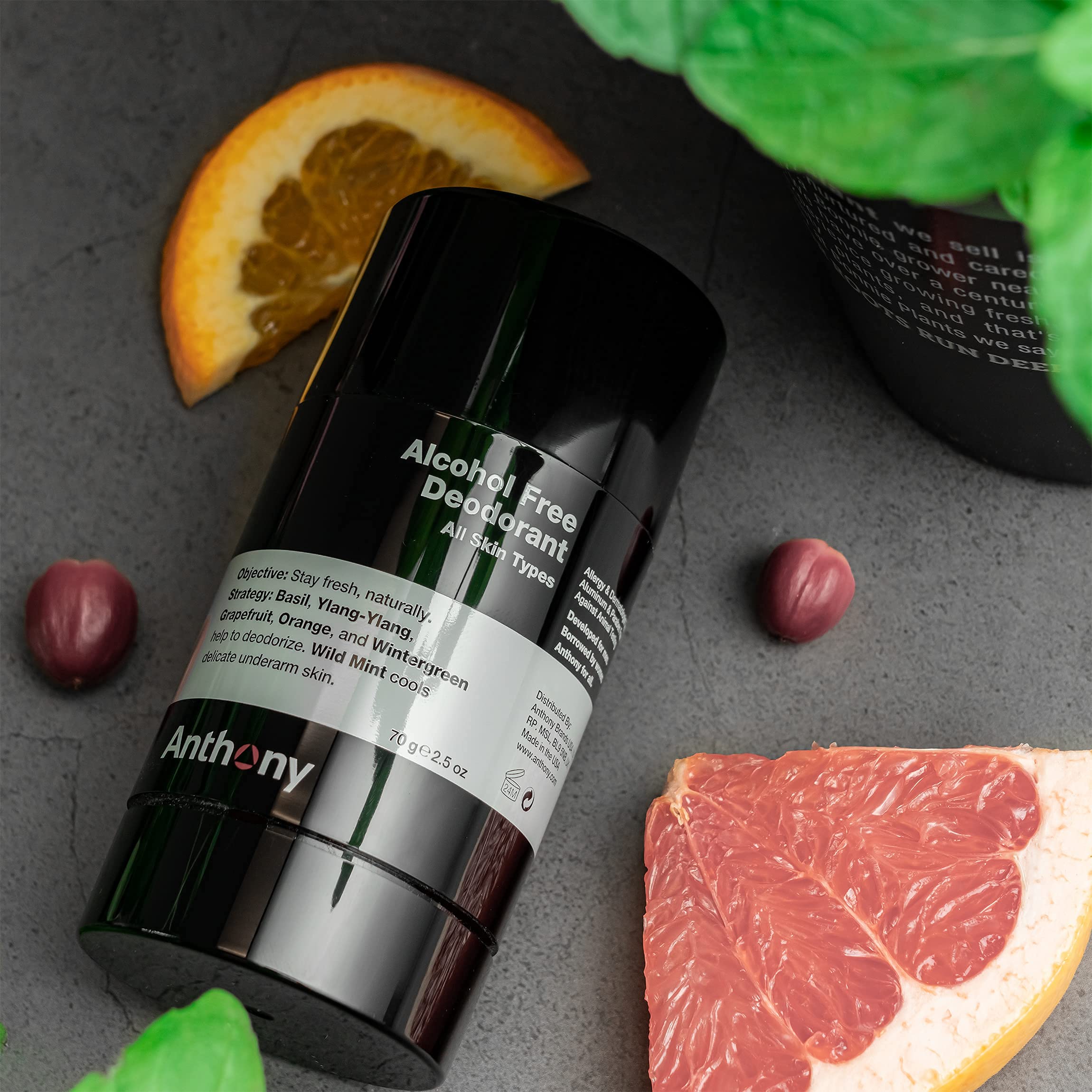 Anthony déodorant sans aluminium – testé dermatologiquement pour douceur.