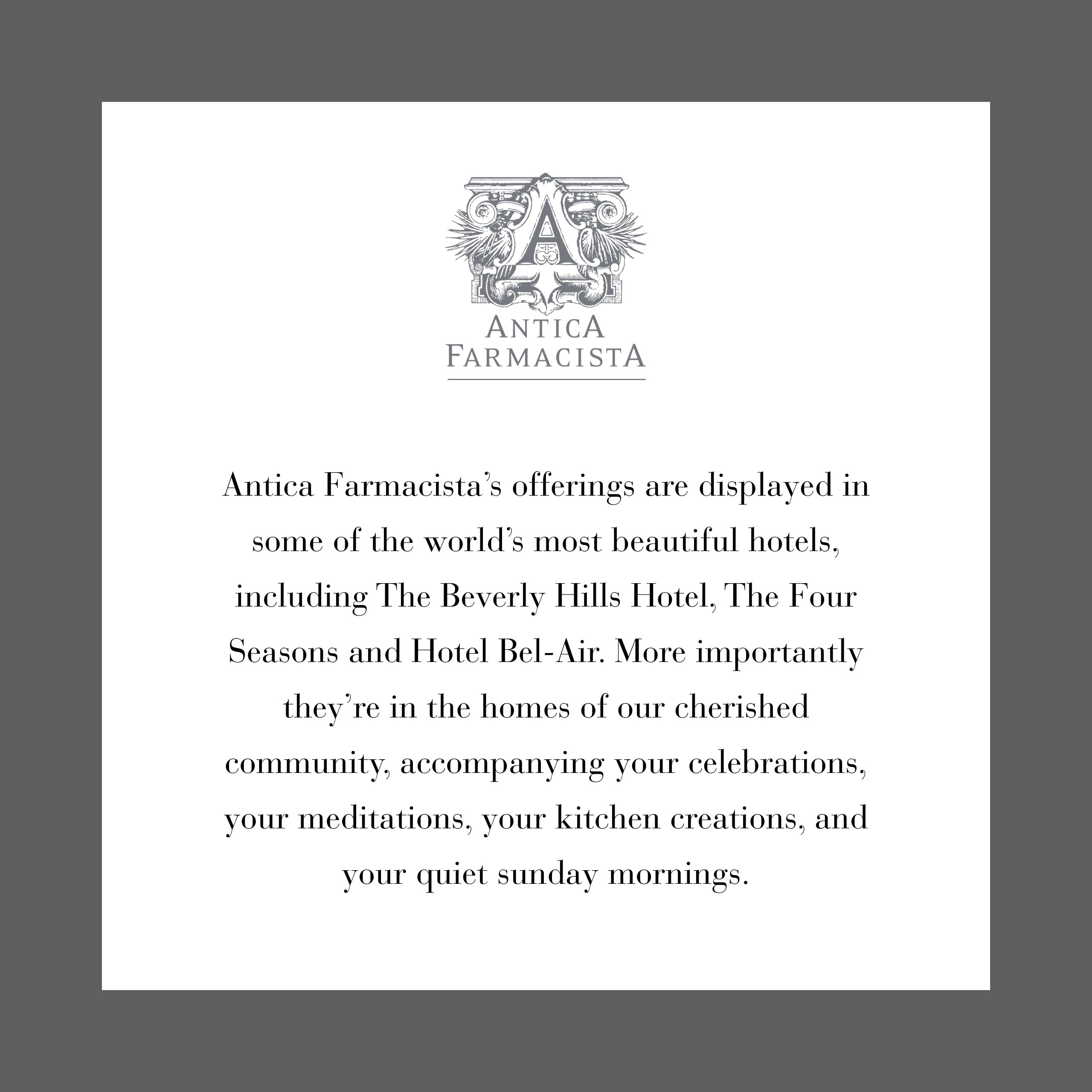 Antica Farmacista-parfum-prosecco-note-citrus: parfum subtil et réconfortant.