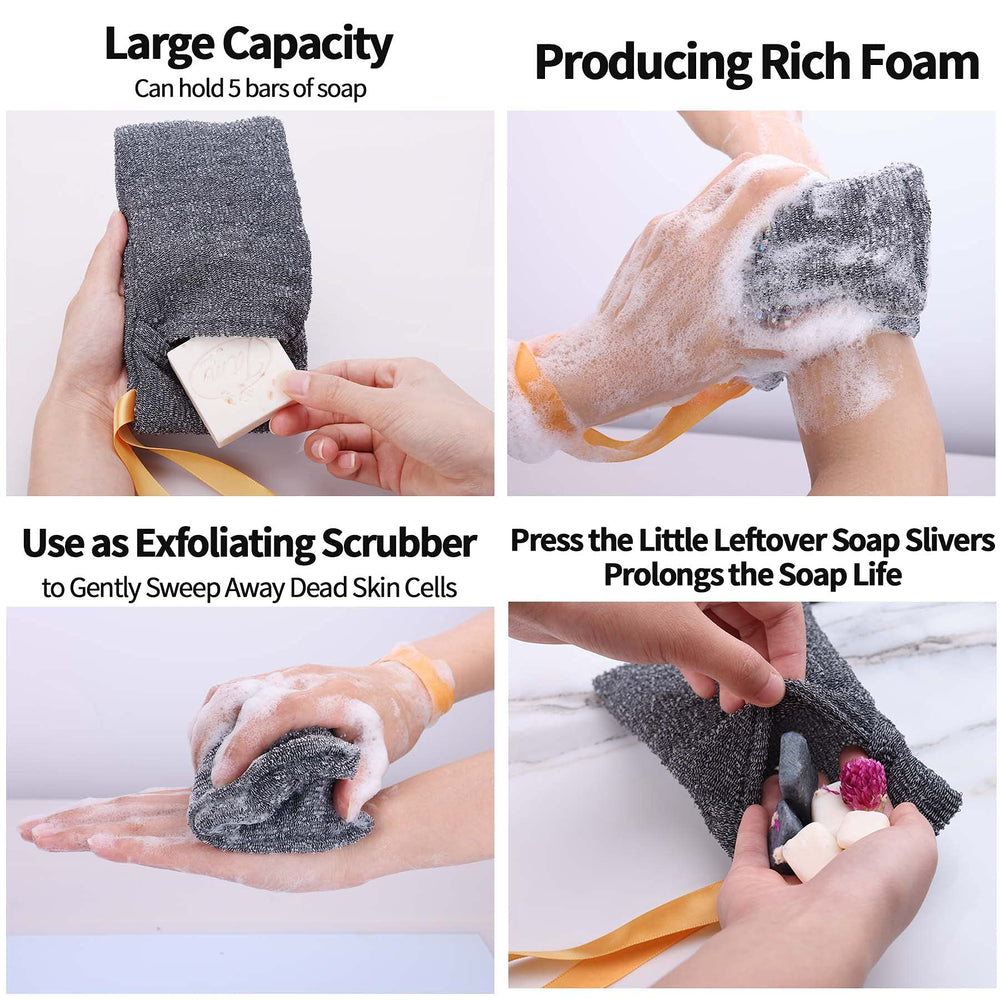 Anse corde suspension pochette exfoliante Antimbee, facile à accrocher après usage.