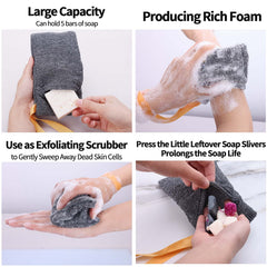 Anse corde suspension pochette exfoliante Antimbee, facile à accrocher après usage.