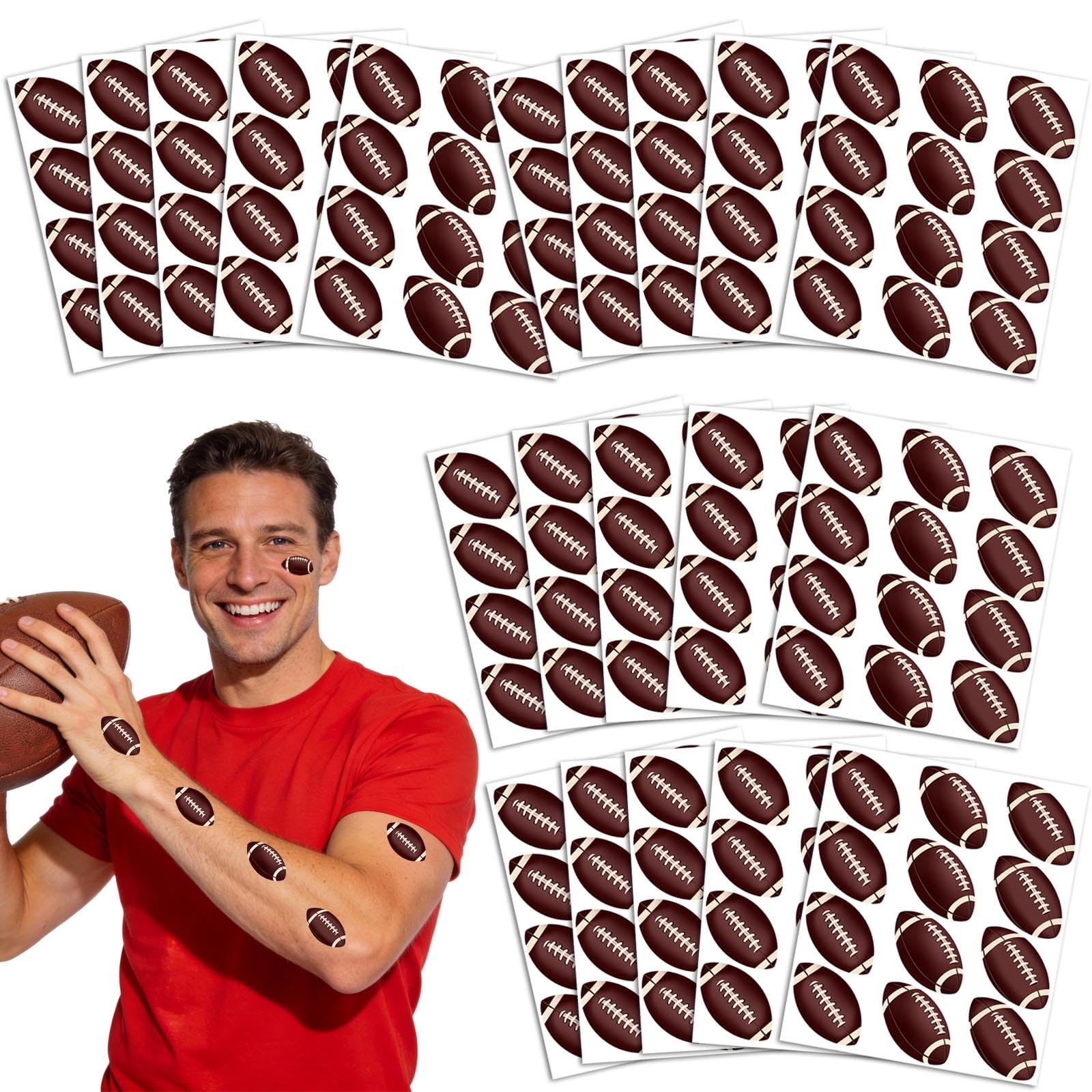 Tatouages ANTING football sur feuilles, idéal pour décorer vos fêtes.
