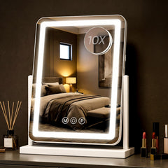 Miroir Antok Vanity 14x18 sur bureau, vue générale lumineuse.
