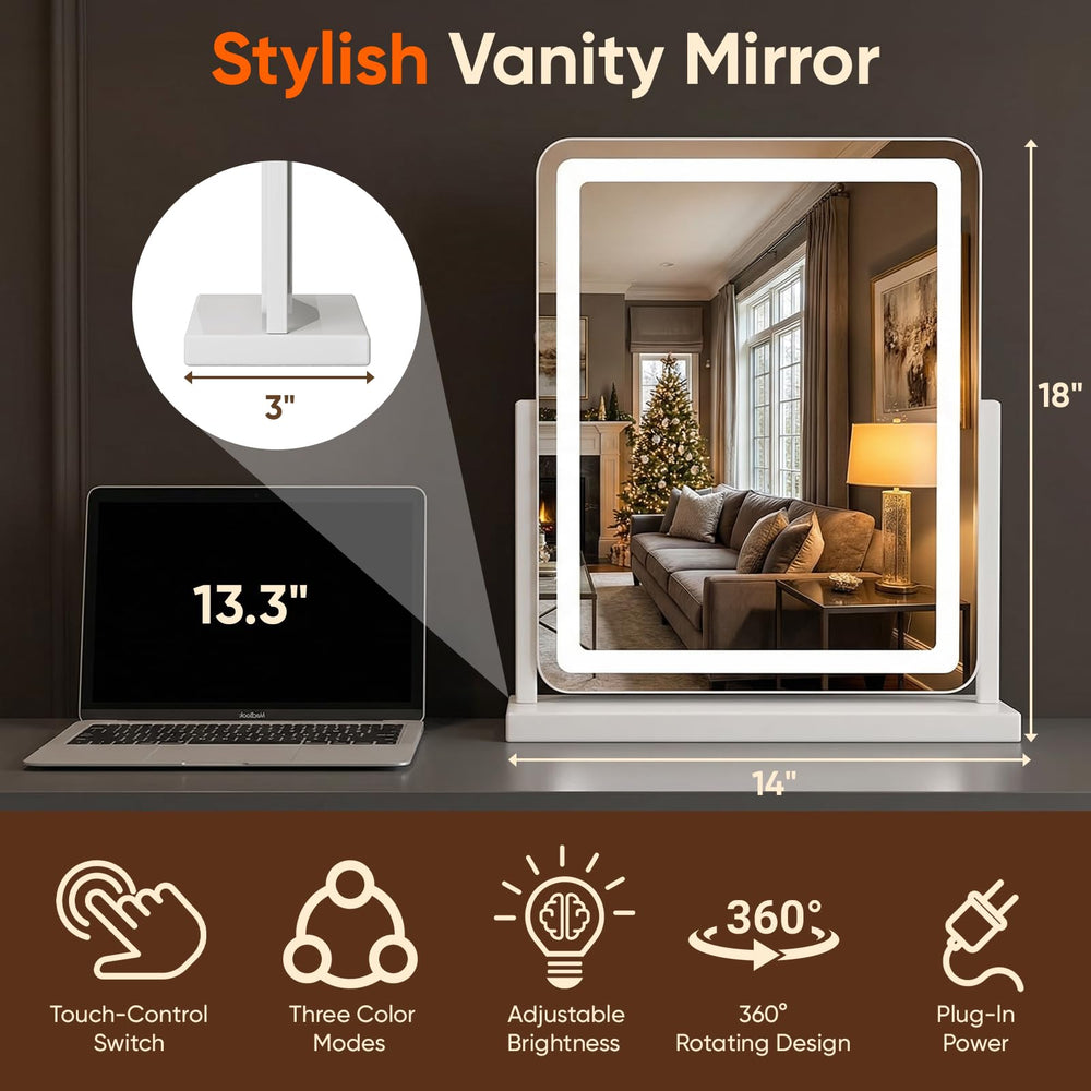 Base lourde et antidérapante du miroir Antok Vanity pour stabilité.