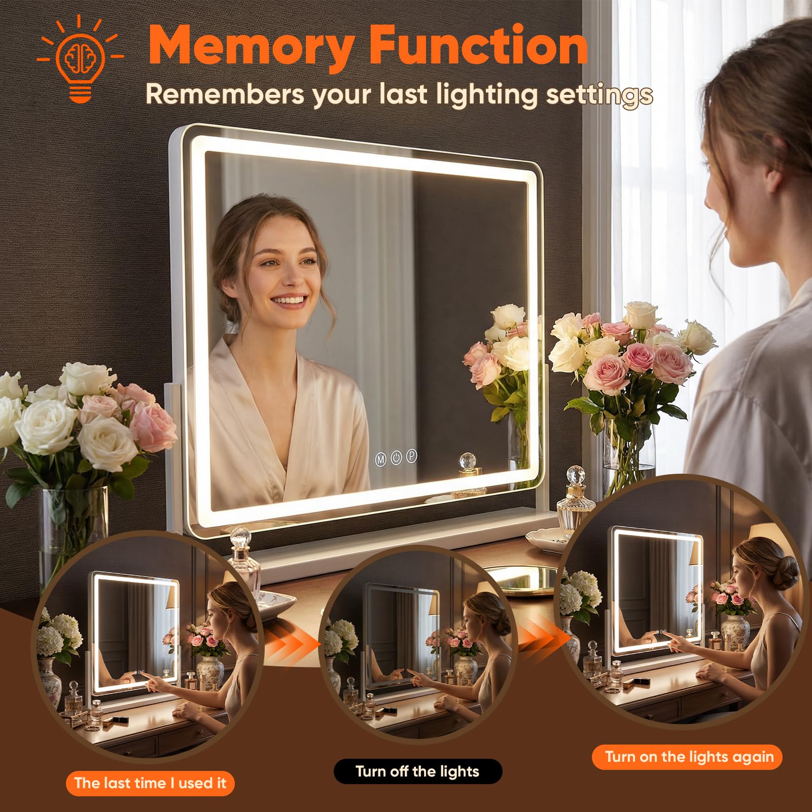 Miroir Antok Vanity rotation 360°, angle ajustable.