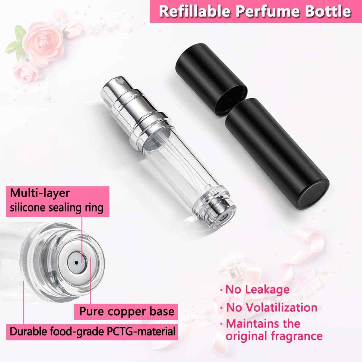 ANTOKX atomiseur parfum 5ml gris, remplissage sûr et compact.