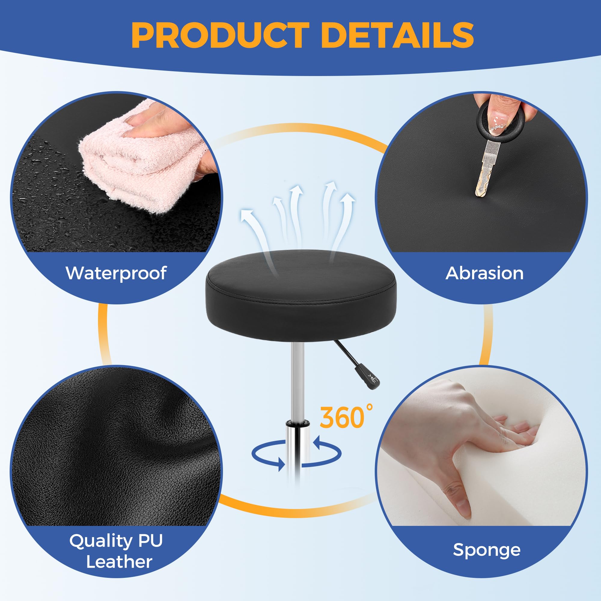 ANWBROAD tabouret roulant base métallique robuste pour stabilité