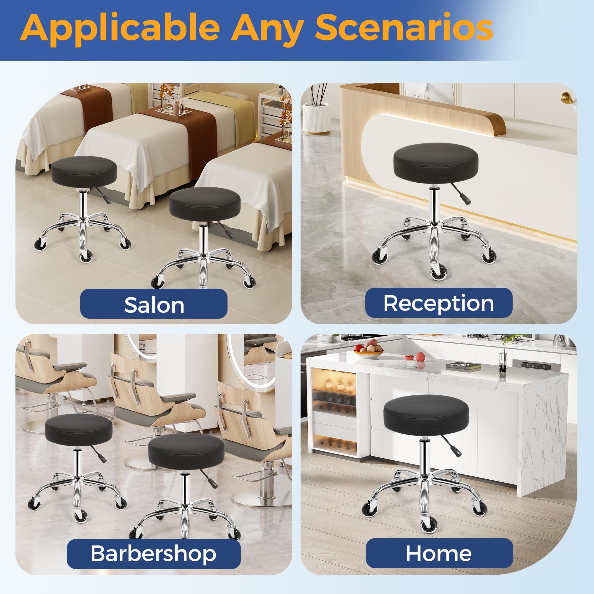 ANWBROAD tabouret roulant cuir PU, assise résistante et entretien facile