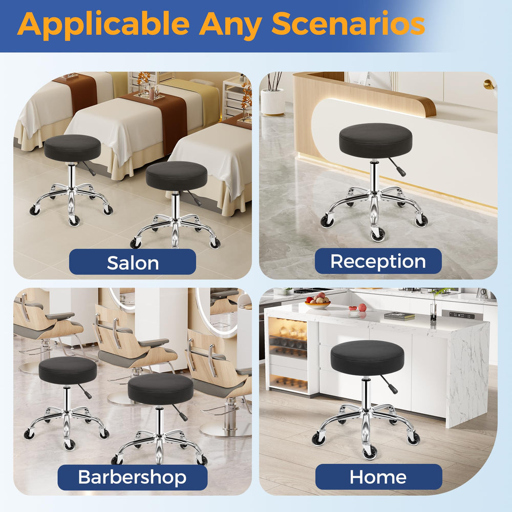 ANWBROAD tabouret roulant cuir PU, assise résistante et entretien facile