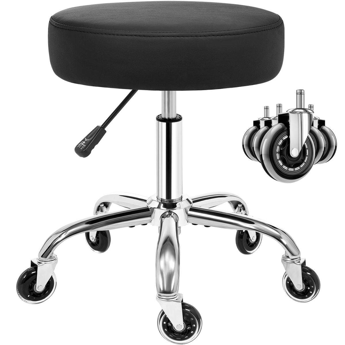 ANWBROAD tabouret roulant rond avec assise confortable pour salons et ateliers
