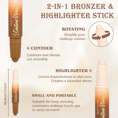 Anwuozu baton contour-visage, texture crème pour contour précis.