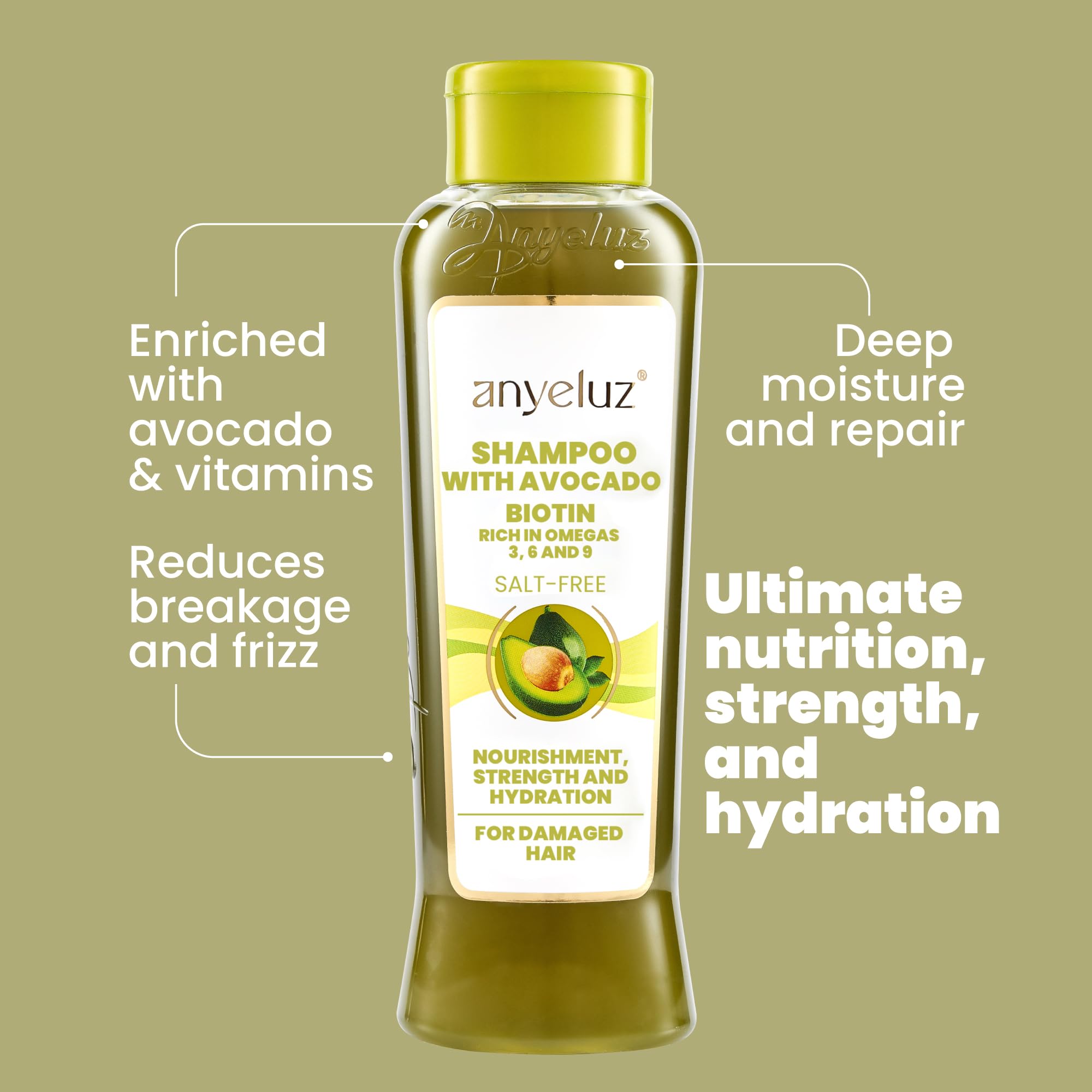 ANYELUZ Shampoing Avocat – flacon pompe pratique
