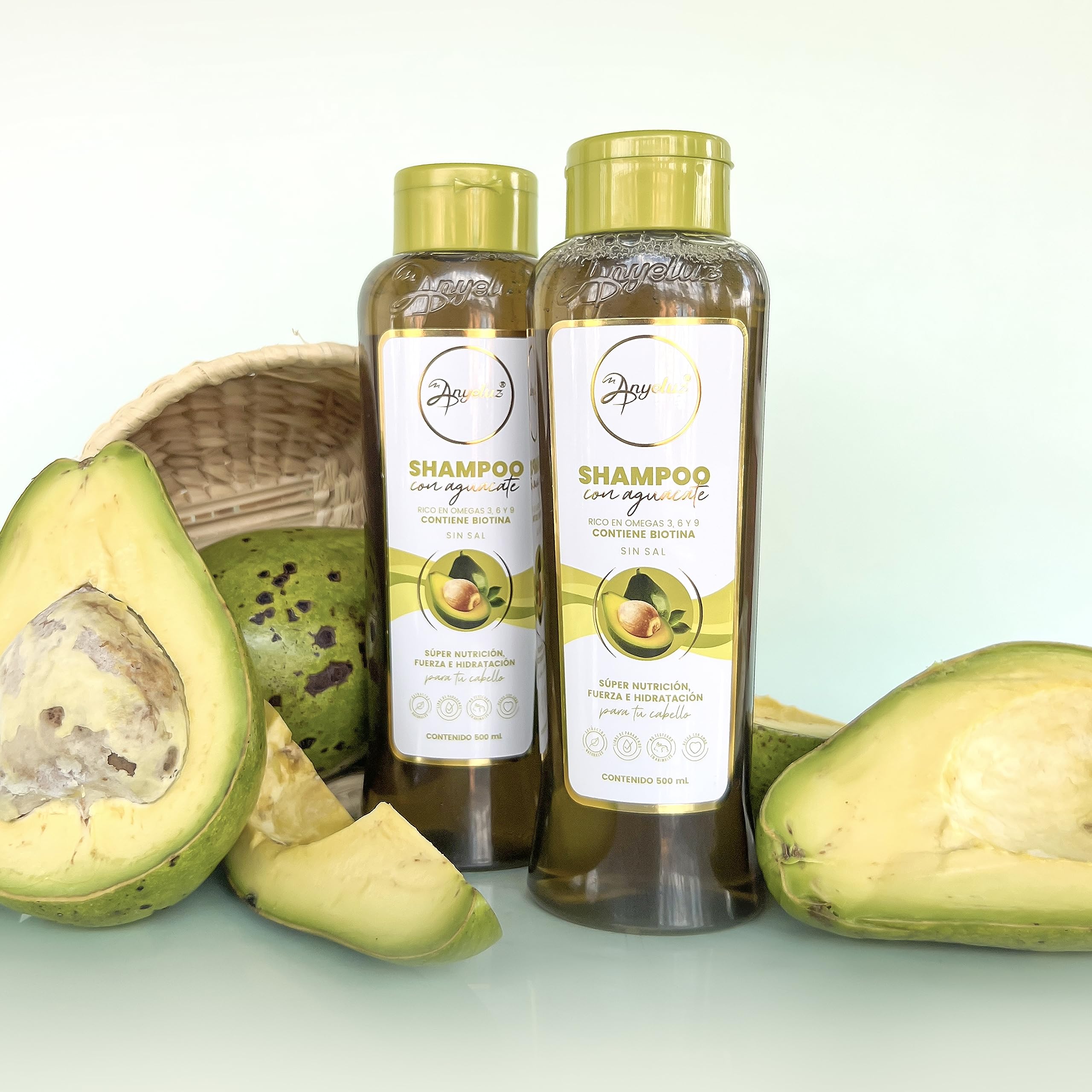 ANYELUZ Shampoing Avocat – formule sans sel respectueuse du cuir chevelu