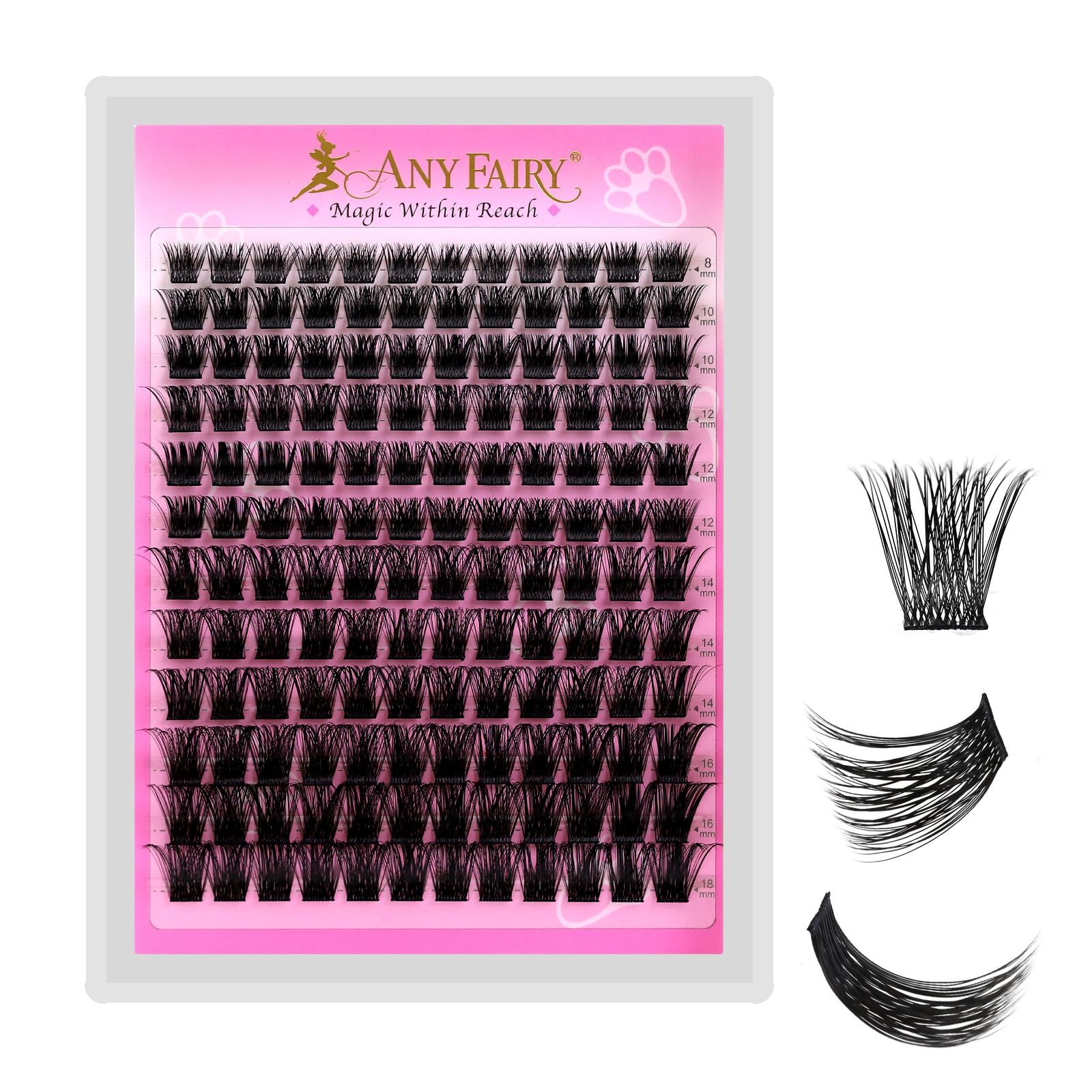 ANYFAIRY Grappes Cils 8-18mm: 144 pièces pour un look personnalisé.