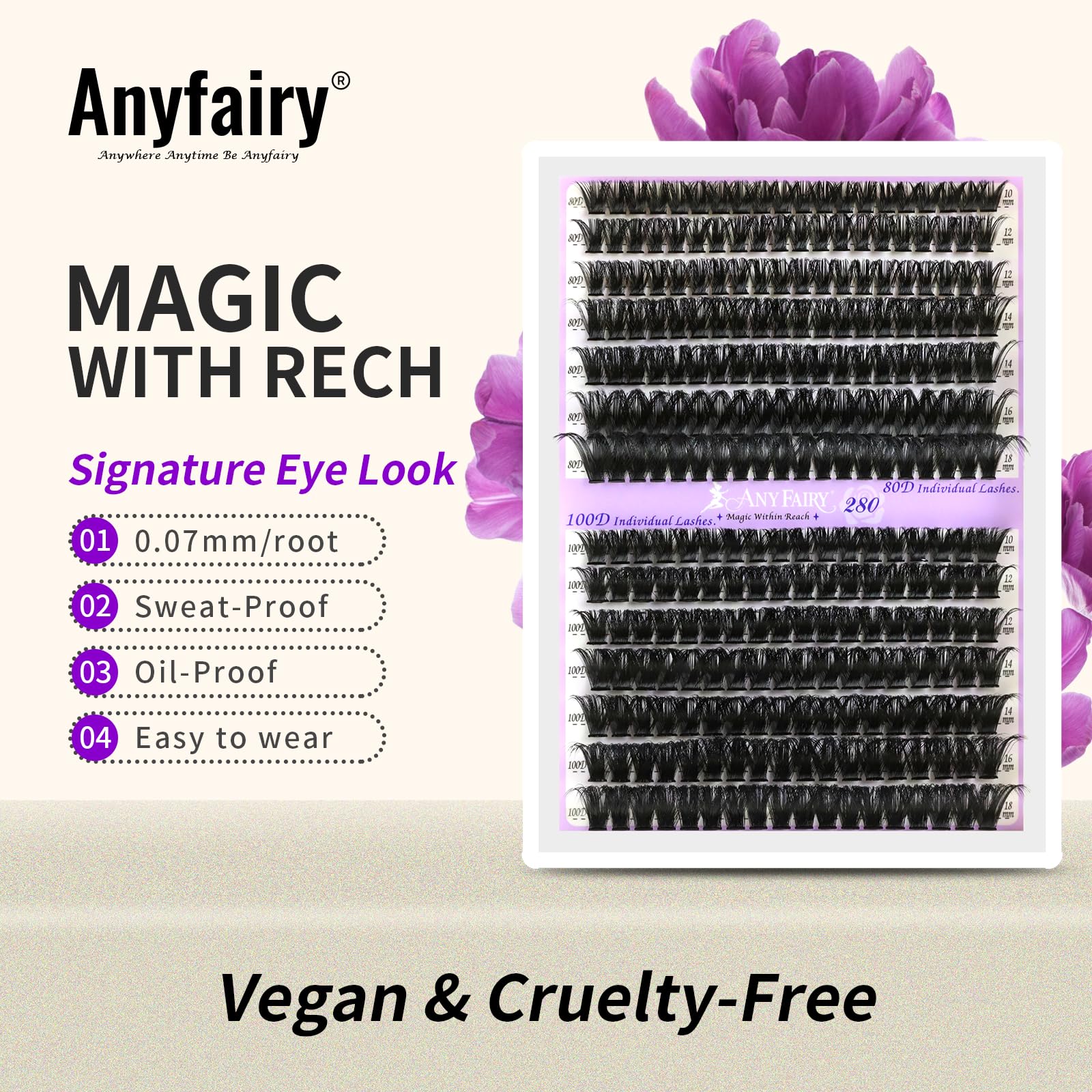 ANYFAIRY kit cils — utilisation professionnelle pour résultats soignés.