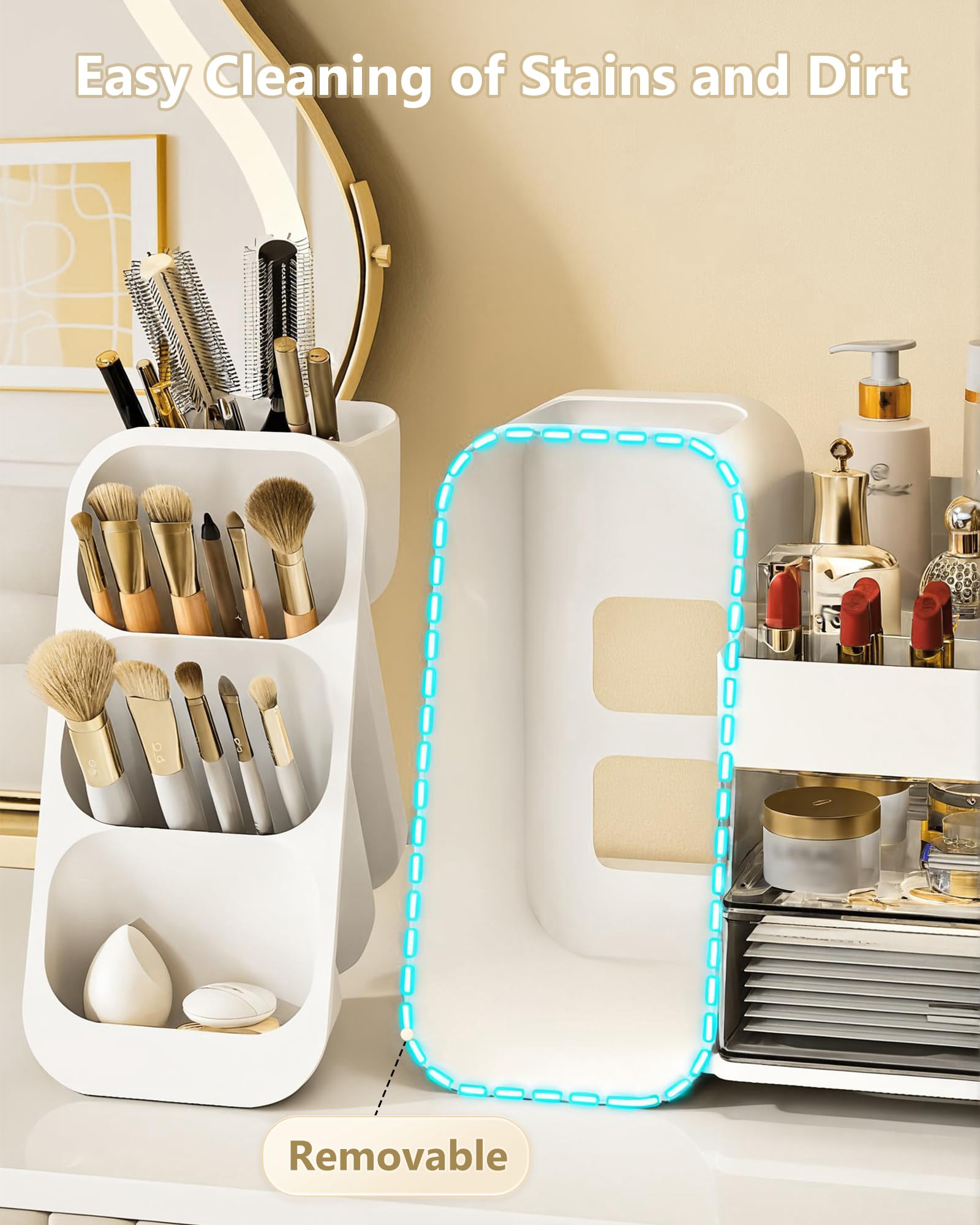 Anylady Base élevée et tiroirs lisses, esthétique chic pour coiffeuse et bureau.