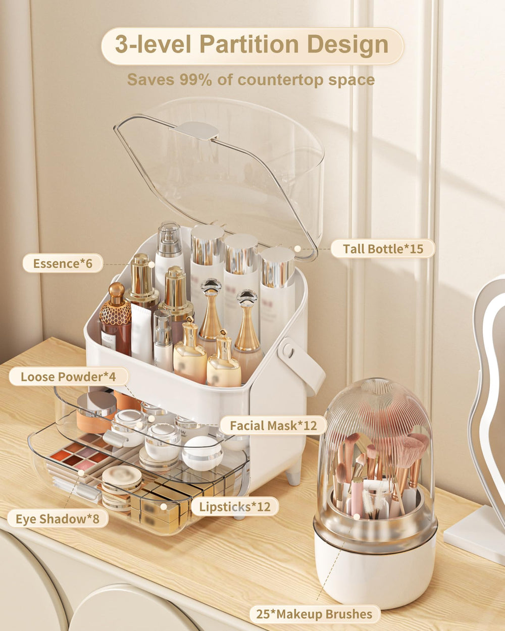 Anylady coffret cosmétiques haut avec compartiments spacieux.
